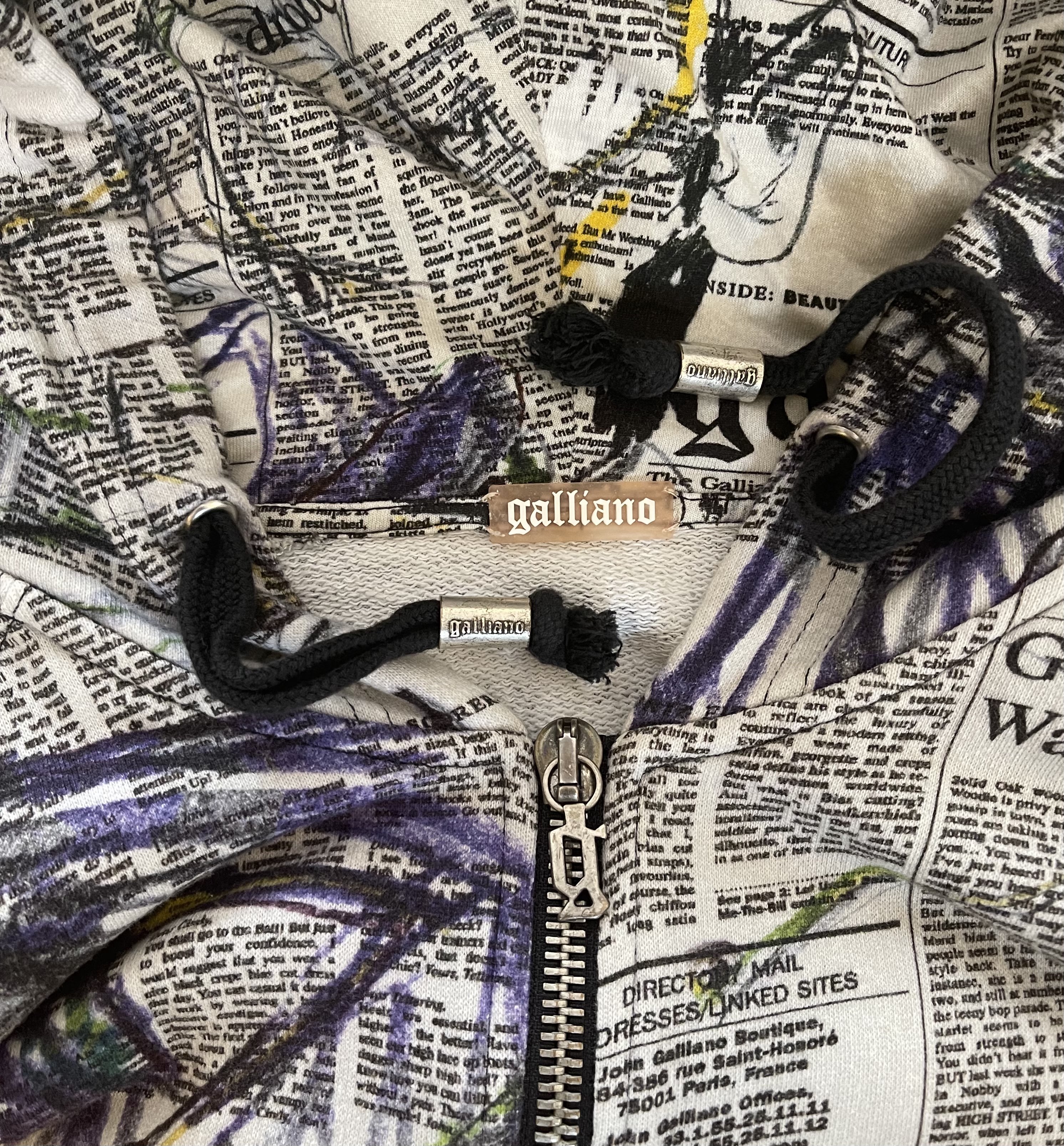 トップス archive John Galliano news paper hoodie Other Designers John Galliano - Archive John Galliano