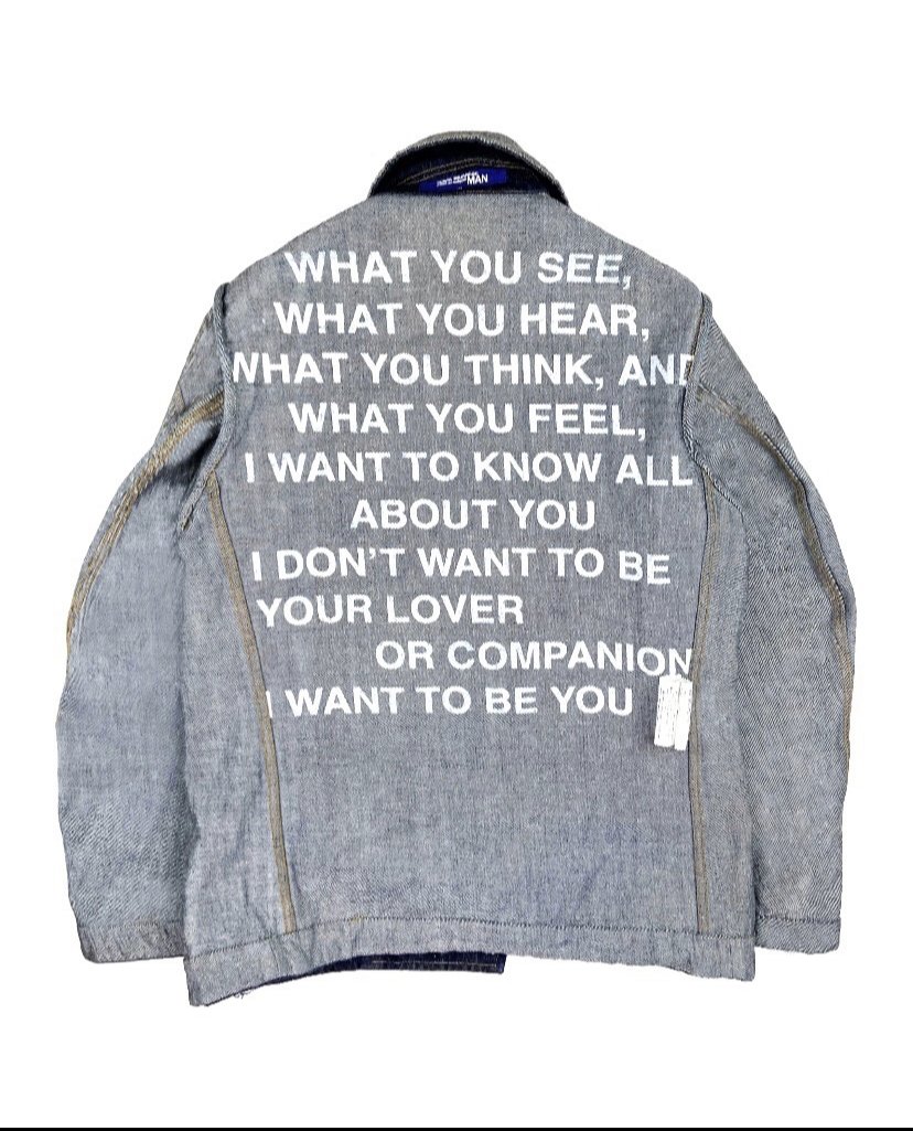 Junya Watanabe “To Be You” Poem Reversible Denim Jacket | Reissue