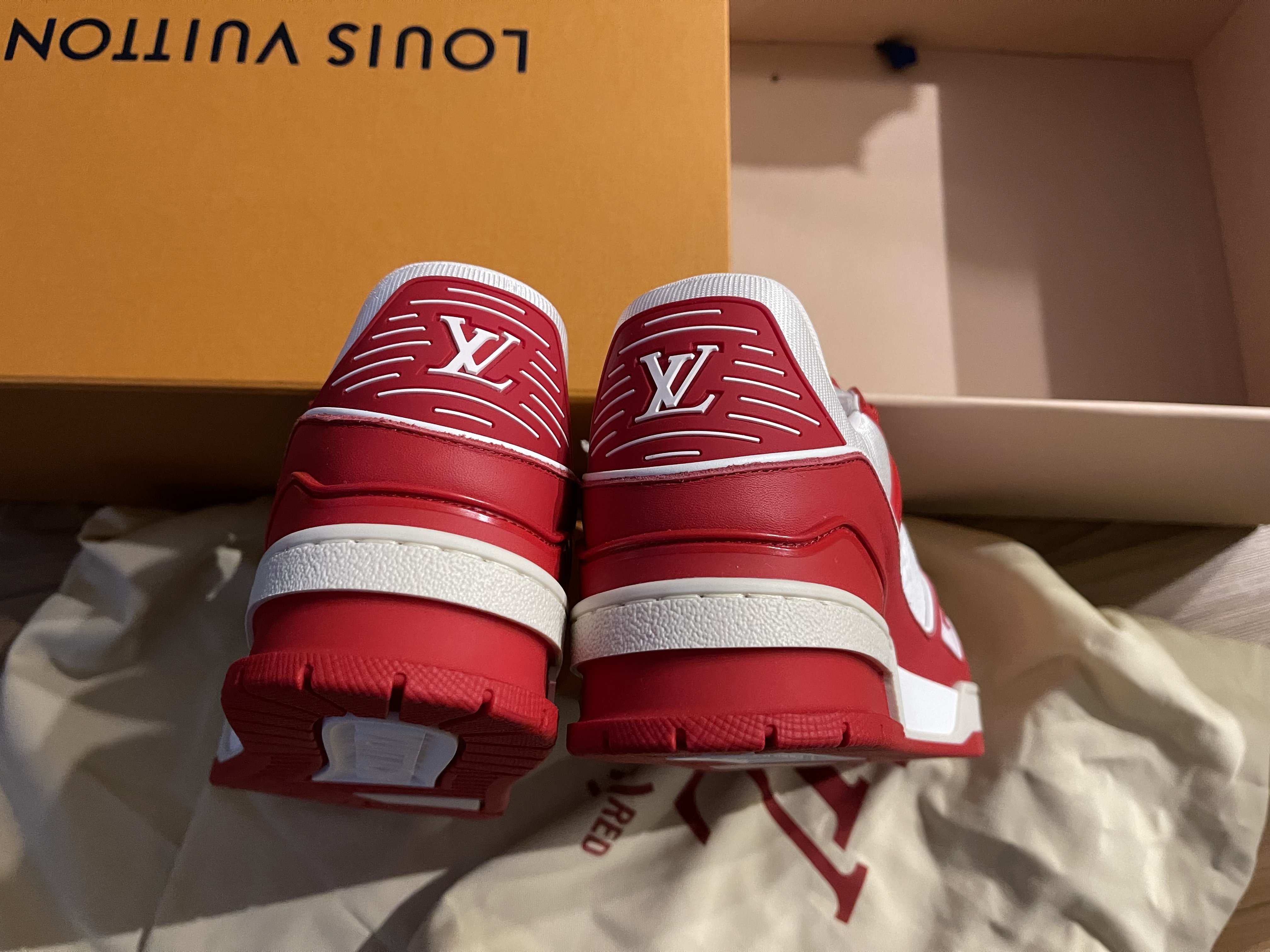 red lv sneakers
