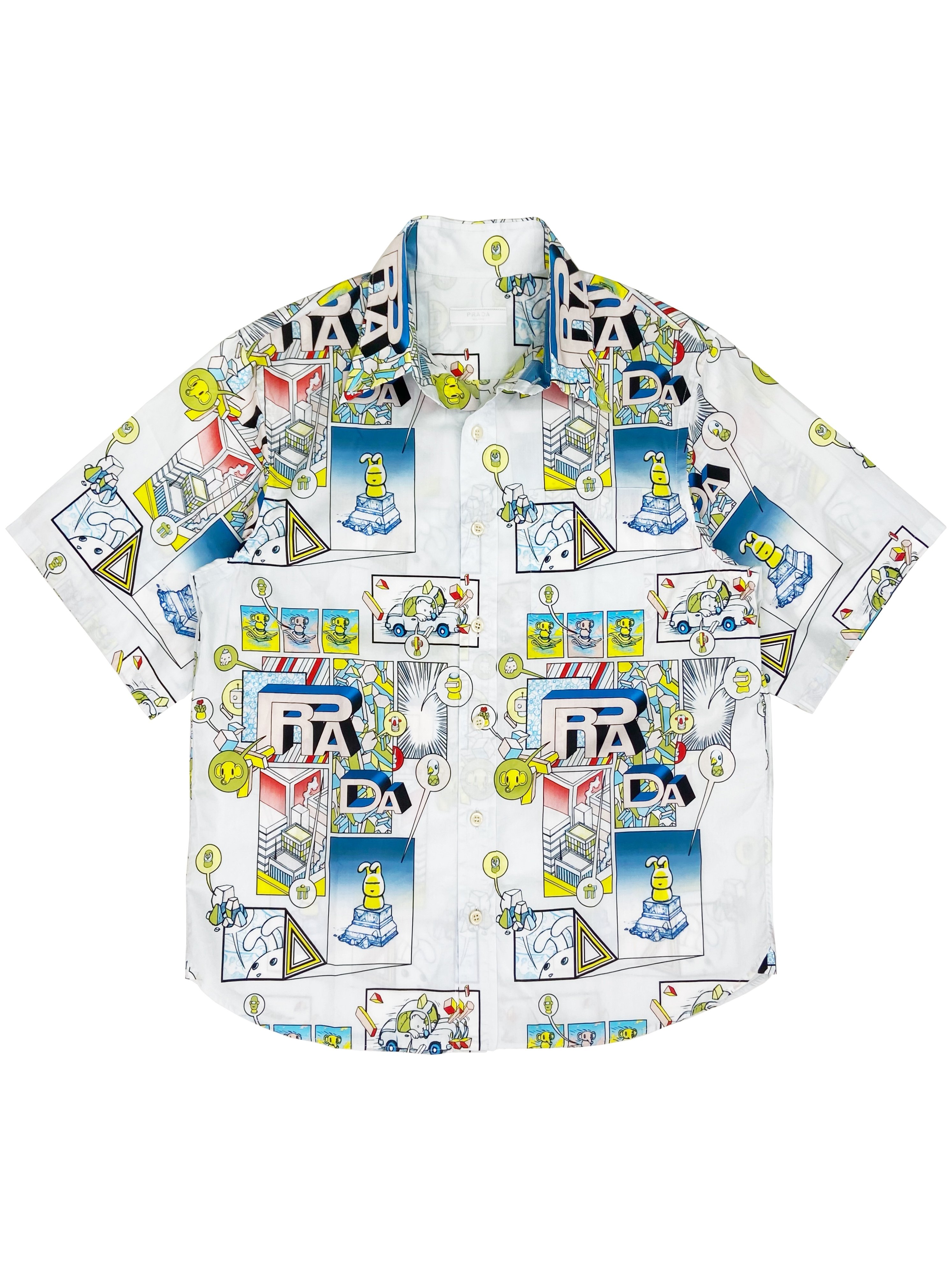 SS18 Prada Camp Collar Button Up Comic Shirt | Reissue: Buy & Sell
