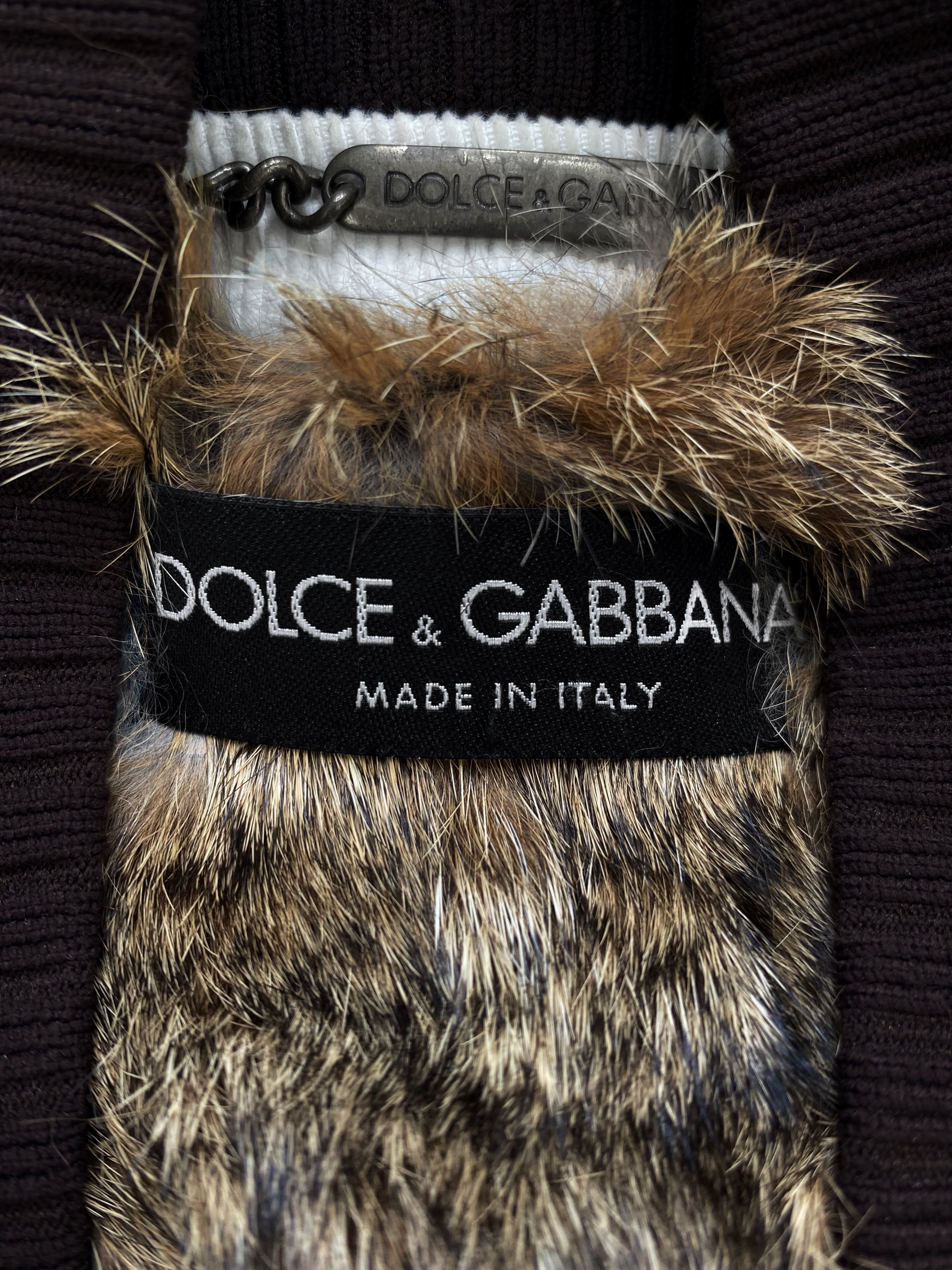 DOLCE&GABBANA　アニマル　アウター 2000s Dolce & Gabbana Split Hood Fur Lined Brown Bomber