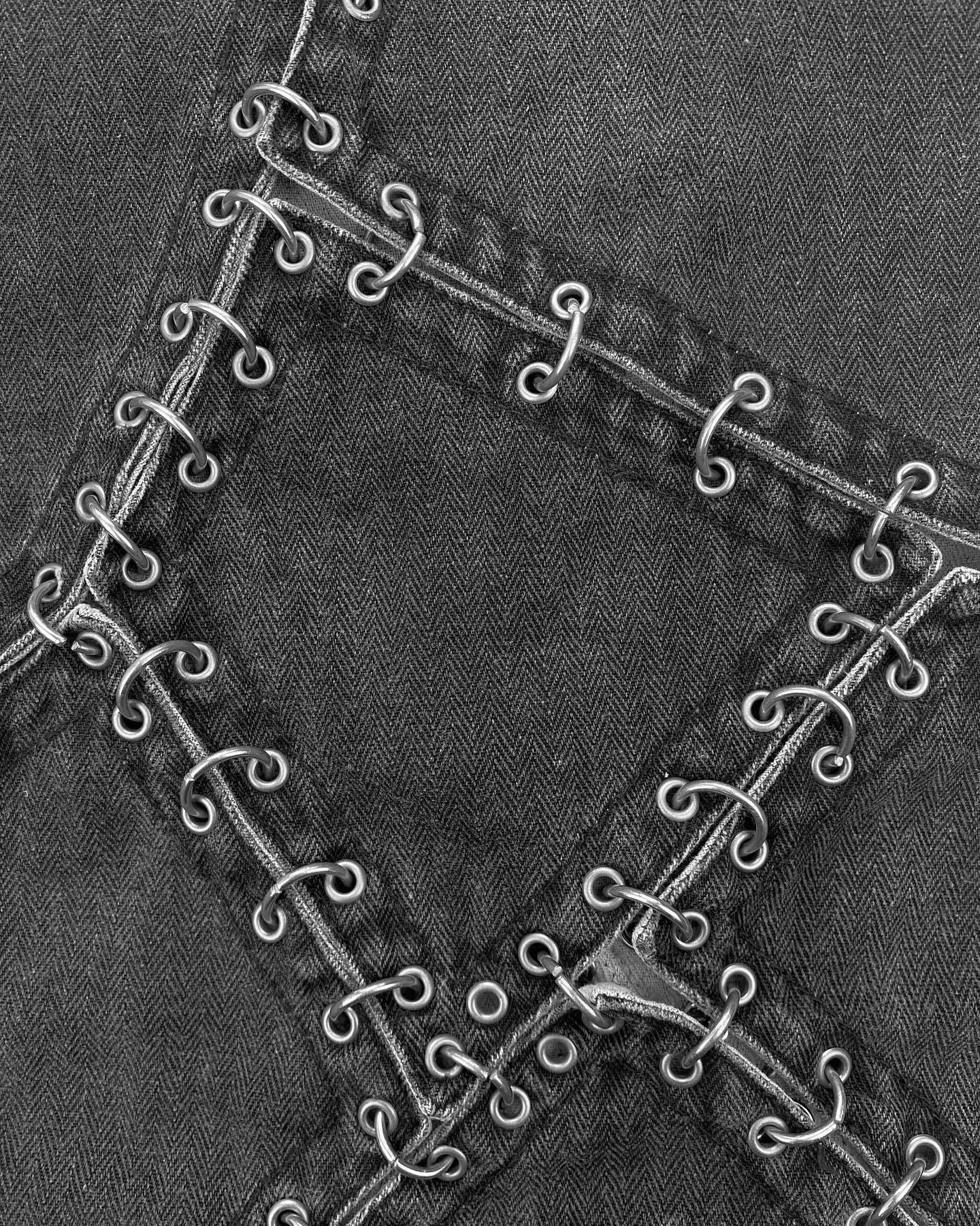 JEAN'S PAUL GAULTIERキラキラ太ステッチストレートラインデニム