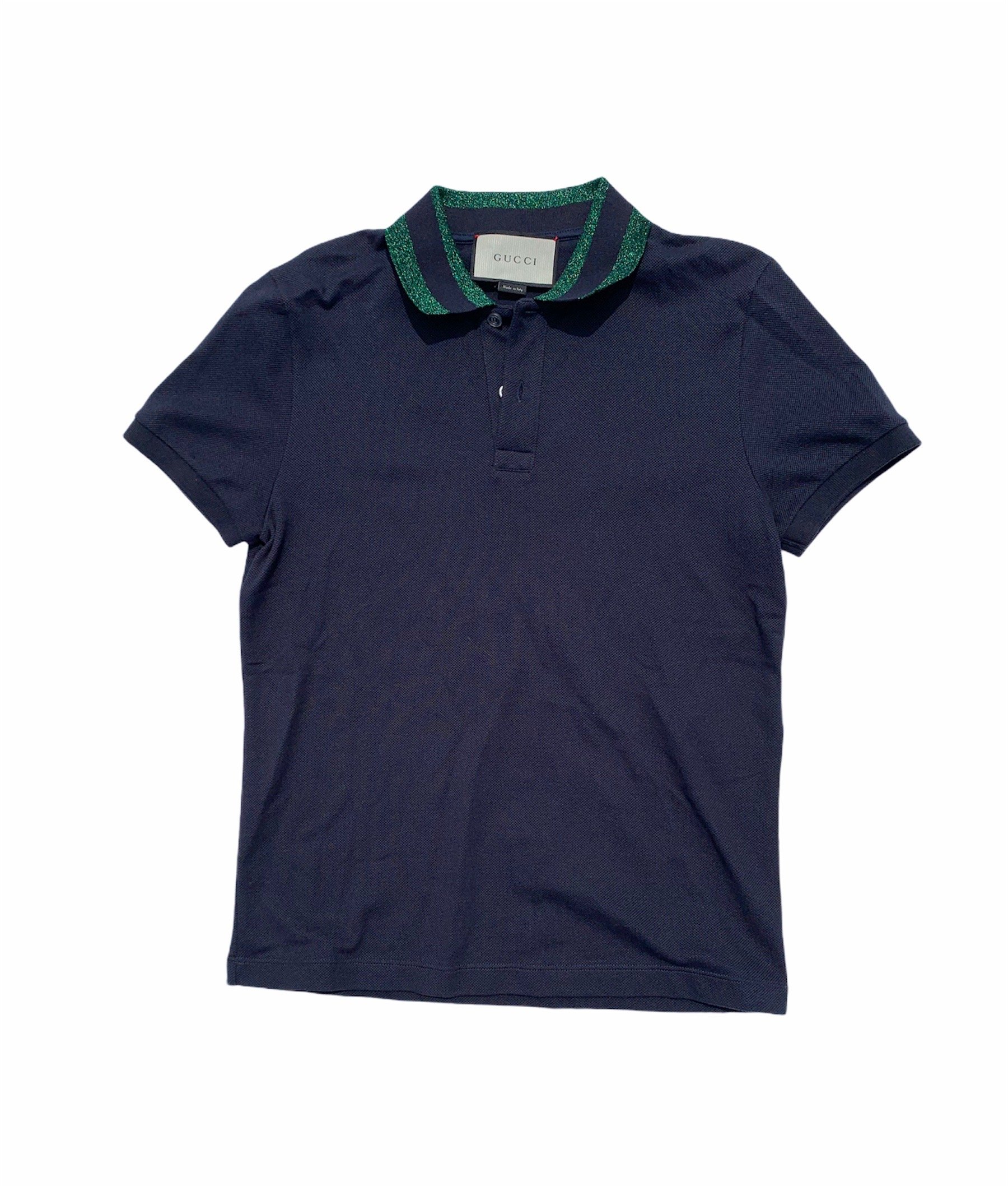 Navy Polo Shirt With Green Glitter Collar | Reissue: Buy & Sell ...